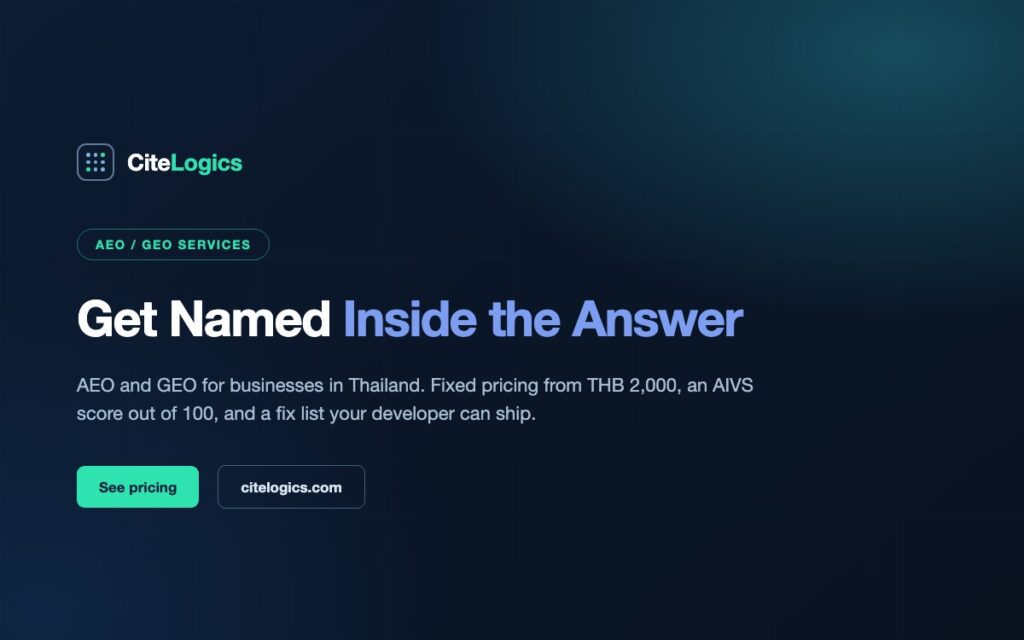 AEO & GEO Services in Thailand — Pricing, Process and What You Get