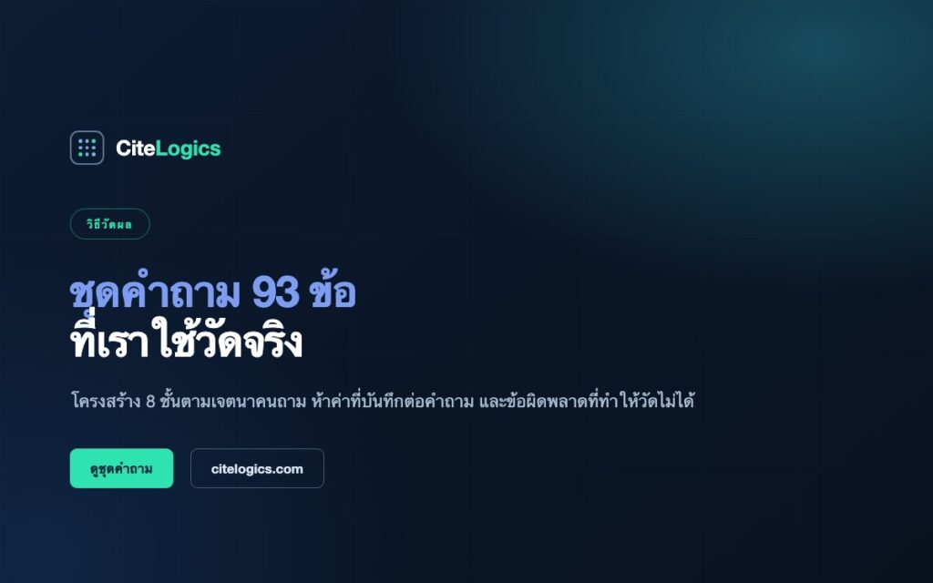 ชุดคำถาม 93 ข้อที่เราใช้วัด AI Visibility — เปิดทั้งชุด