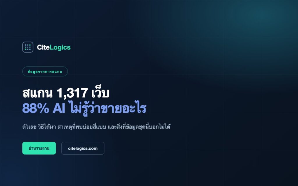 สแกนเว็บ 1,317 แห่ง — 88% AI บอกไม่ได้ว่าธุรกิจขายอะไร